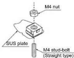 M4 nut SUS plate M4 stud-bolt (Straight type)