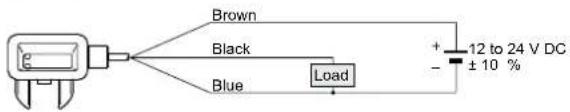 Brown Black Blue Load + 12 to 24 V DC - ± 10 %