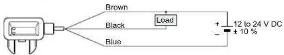 Brown Black Load Blue + 12 to 24 V DC - ± 10 %