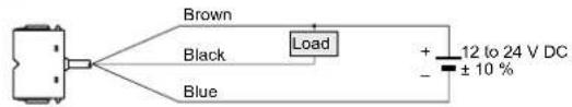 Brown Black Load Blue + 12 to 24 V DC - ± 10 %