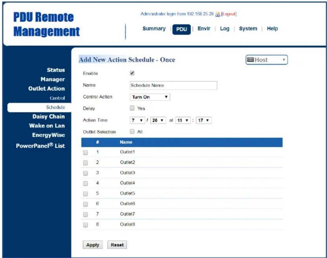 CyberPower PDU81004 - Add New Action Schedule Page - 1