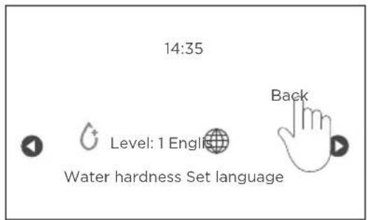 14:35 Level: 1 English Water hardness Set language Back