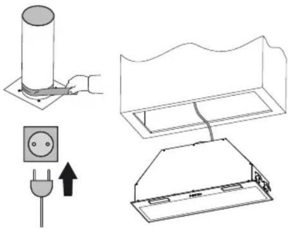 Diagram illustrating electrical installation steps: plug, socket, and panel installation with Chinese labels