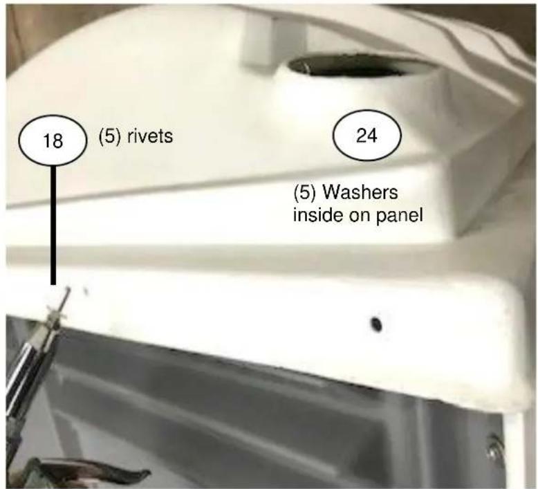 18 (5) rivets 24 (5) Washers inside on panel