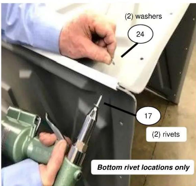 (2) washers 24 17 (2) rivets Bottom rivet locations only