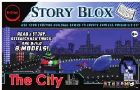 STORY BLOX USE YOUR EXISTING BUILDING BRICKS TO CREATE ENLESS POSSIBILITIES! READ A STORY, RESEARCH NEW THINGS. AND BUILD 8: MODELS! The City
