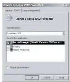 Olivetti d-Copia 150D Properties General Options Cost Management Olivetti d-Copia 150D Properties Scanner settings Scanning SQL Send to file browsers □ Barson Manager (Barwin Personal MP- ranks) □ Tools □ Note Photoshop □ Display destinations OK Cancel Help