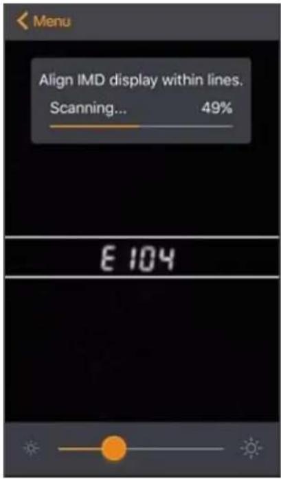 Menu Align IMD display within lines. Scanning... 49% E 104