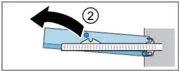 Diagram showing a mechanical device with labeled component ② and directional arrow indicating motion or force