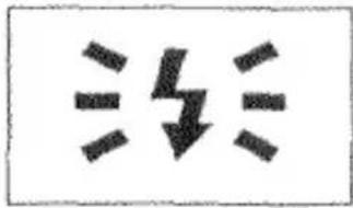 Image containing three black symbols: a lightning bolt, a downward arrow, and a partial rectangle.
