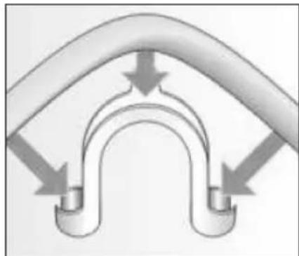 Diagram of a curved pipe or channel with directional arrows indicating flow or movement (no text or symbols)