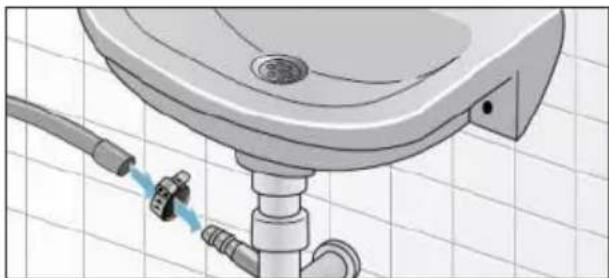 Diagram of a medical or laboratory procedure setup with tubing and connectors (no text or symbols)