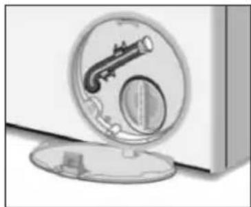 Illustration of a door with a circular opening showing internal components (no text or symbols)