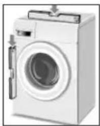 White washing machine with side door and front panel (no visible text or labels)