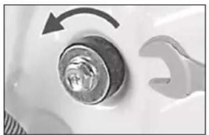 Close-up of a mechanical component with a wrench and circular screw head, no visible text or symbols