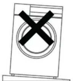 Simple line drawing of a washing machine with a black X mark on its side (no text or symbols)
