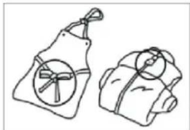 Two handbags with circular designs and ribbon handles, no text or symbols present