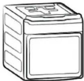 Line drawing of a rectangular box with cutouts and a lid (no text or symbols)