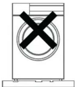 Simple line drawing of a washing machine with a black X mark symbol (no text or labels)