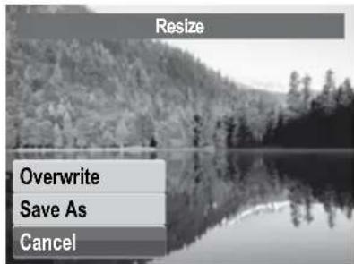 Resize Overwrite Save As Cancel