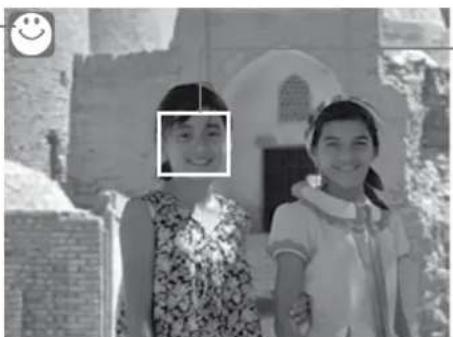 Black-and-white photo of two smiling girls in front of an arched building (no visible text or symbols)