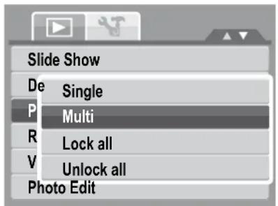 Slide Show De Single P Multi R Lock all V Unlock all Photo Edit