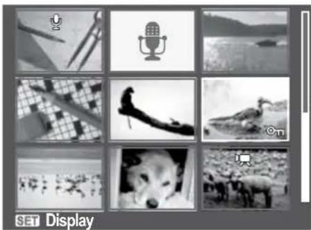 Grid of nine grayscale images including a microphone, bird, and dog, arranged in a 3x3 grid with no visible text or symbols.