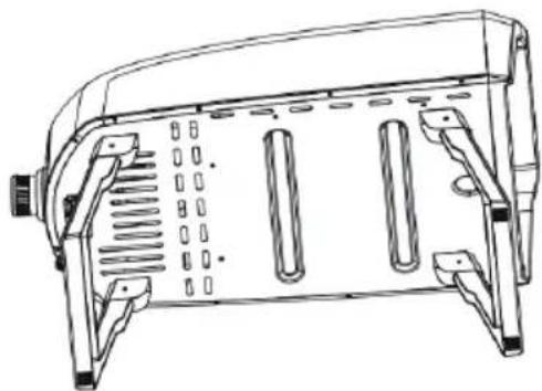 Technical line drawing of a mechanical component with internal channels and mounting brackets (no text or symbols)