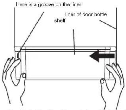 Here is a groove on the liner liner of door bottle shelf