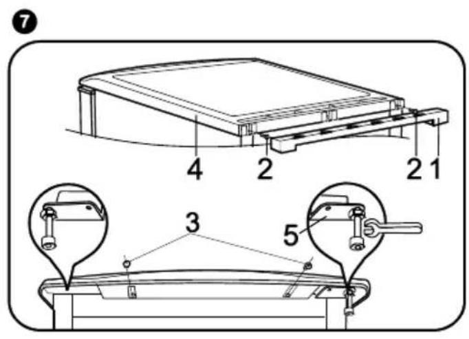 Technical diagram showing labeled components of a device with numbered parts and exploded views