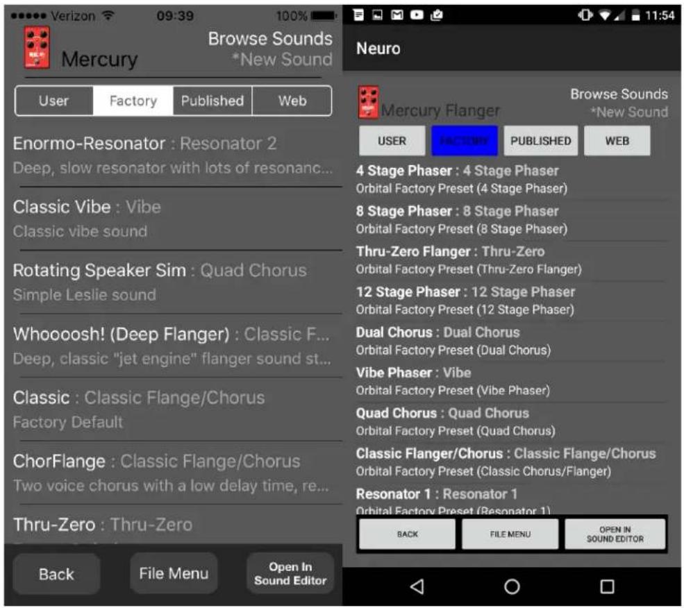 Verizon 09:39 100% 11:54 Mercury Browse Sounds *New Sound User Factory Published Web Enormo-Resonator : Resonator 2 Deep, slow resonator with lots of resonanc... Classic Vibe : Vibe Classic vibe sound Rotating Speaker Sim : Quad Chorus Simple Leslie sound Whoooosh! (Deep Flanger) : Classic F... Deep, classic "jet engine" flanger sound st... Classic : Classic Flange/Chorus Factory Default ChorFlange : Classic Flange/Chorus Two voice chorus with a low delay time, re... Thru-Zero : Thru-Zero Back File Menu Open In Sound Editor Neuro Mercury Flanger Browse Sounds *New Sound USER FACTORY PUBLISHED WEB 4 Stage Phaser : 4 Stage Phaser Orbital Factory Preset (4 Stage Phaser) 8 Stage Phaser : 8 Stage Phaser Orbital Factory Preset (8 Stage Phaser) Thru-Zero Flanger : Thru-Zero Orbital Factory Preset (Thru-Zero Flanger) 12 Stage Phaser : 12 Stage Phaser Orbital Factory Preset (12 Stage Phaser) Dual Chorus : Dual Chorus Orbital Factory Preset (Dual Chorus) Vibe Phaser : Vibe Orbital Factory Preset (Vibe Phaser) Quad Chorus : Quad Chorus Orbital Factory Preset (Quad Chorus) Classic Flanger/Chorus : Classic Flange/Chorus Orbital Factory Preset (Classic Chorus/Flanger) Resonator 1 : Resonator 1 Orbital Factory Preset (Resonator 1) BACK FILE MENU OPEN IN SOUND EDITOR