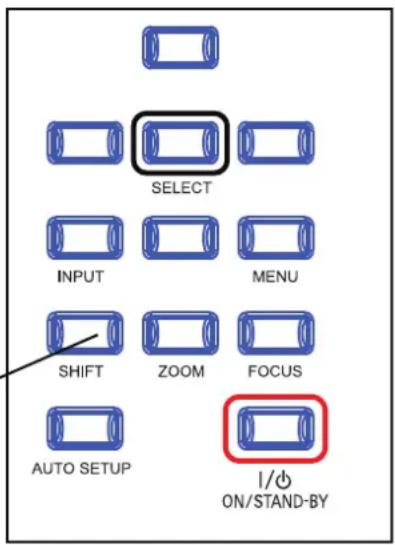 SELECT INPUT MENU SHIFT ZOOM FOCUS AUTO SETUP 1/0 ON/STAND-BY