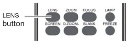 LENS button LENS ZOOM FOCUS LAMP SCREEN D.ZOOM- BLANK FREEZE