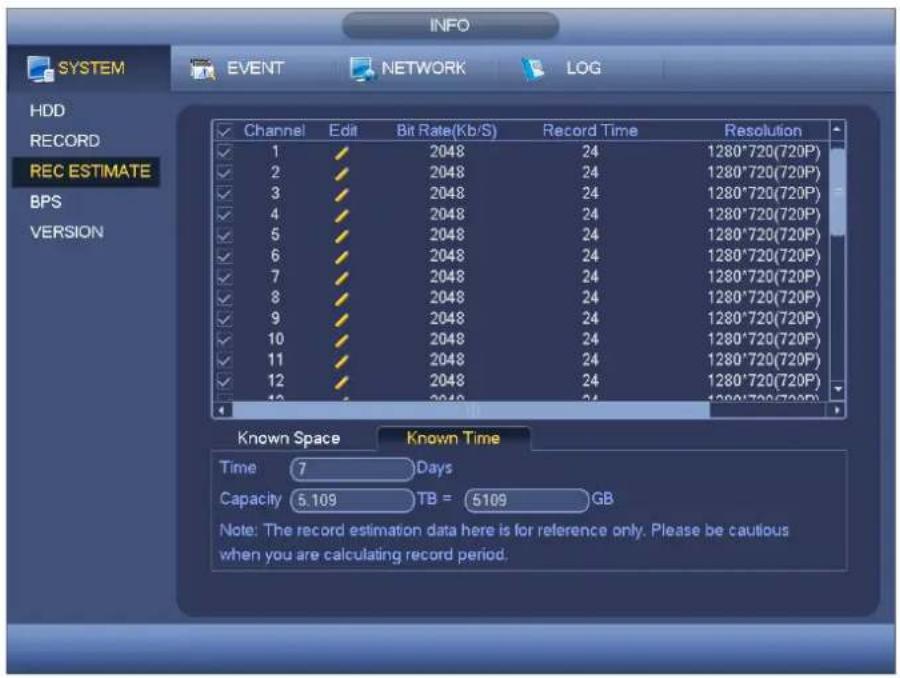 Holis HOLHD16002 - ● Calculate the HDD space based on the record period - 1