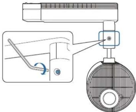 Technical diagram showing a mechanical device with a rotating lever and a circular component, annotated with Chinese text.