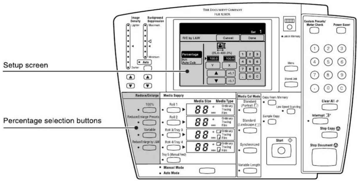 XEROX 6030 - Selecting the Reduction/Enlargement Settings - 1