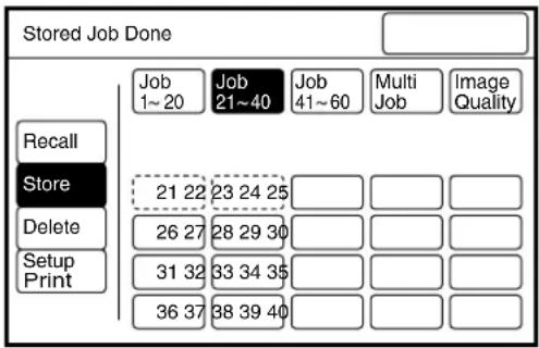 XEROX 6030 - Select the job type, that is, [Job], [Multi Job], or [Image Quality], and a job number that is not is use. - 1