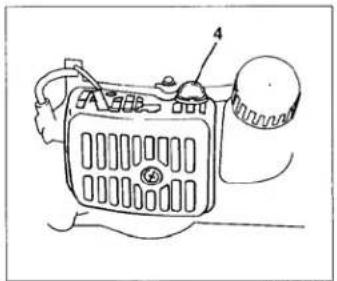 Technical diagram of a vehicle front panel with labeled parts 4 and 5