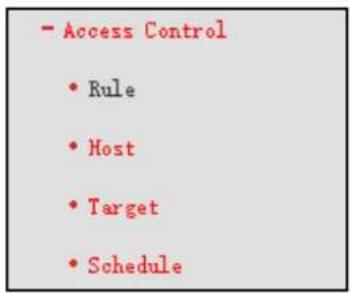 - Access Control • Rule • Host • Target • Schedule