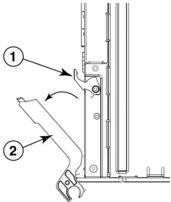Technical diagram showing two labeled mechanical components with directional arrows indicating movement or assembly.
