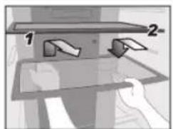 Diagram showing two labeled components (1 and 2) with arrows indicating movement or flow, possibly illustrating a process or assembly.
