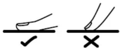 Two hand-drawn checkmark symbols: one with a checkmark and another with an 'X' symbol, likely indicating incorrect or incorrect conditions.