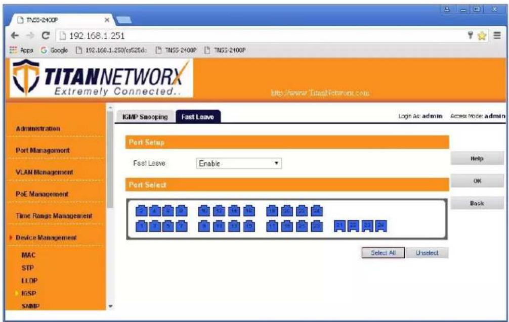 Key Digital KD-IP922DEC-II - Set Fast Leave to Enable, click Select All. Click OK, and OK again. - 1