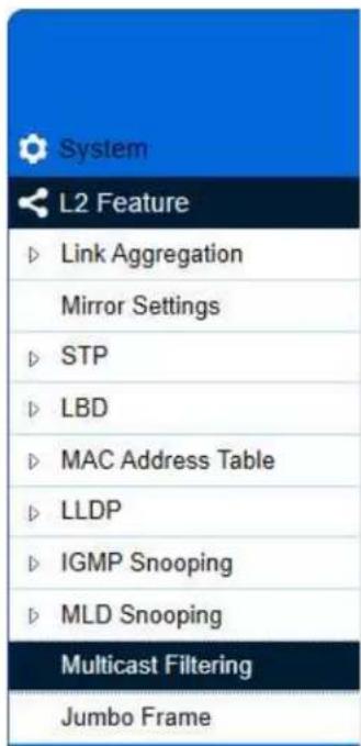 Key Digital KD-IP922DEC-II - Enable Multicast Filtering. L2 feature -> Multicast Filtering - 1
