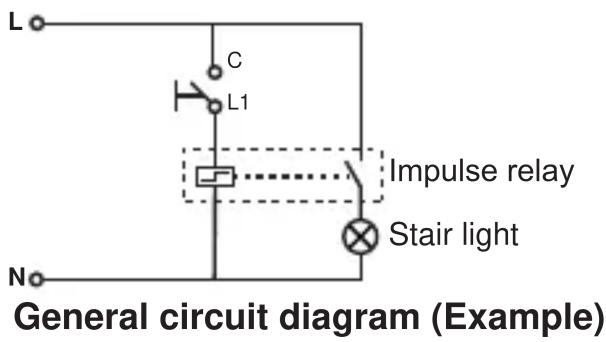 L C L1 Impulse relay Stair light N General circuit diagram (Example)