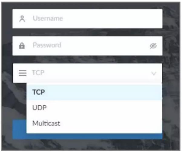 Username Password TCP TCP UDP Multicast