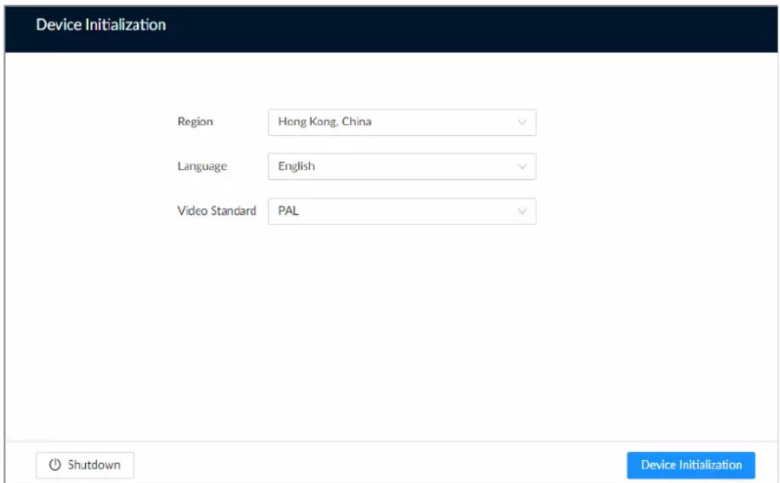 Device Initialization Region Hong Kong, China Language English Video Standard PAL Shutdown Device Initialization