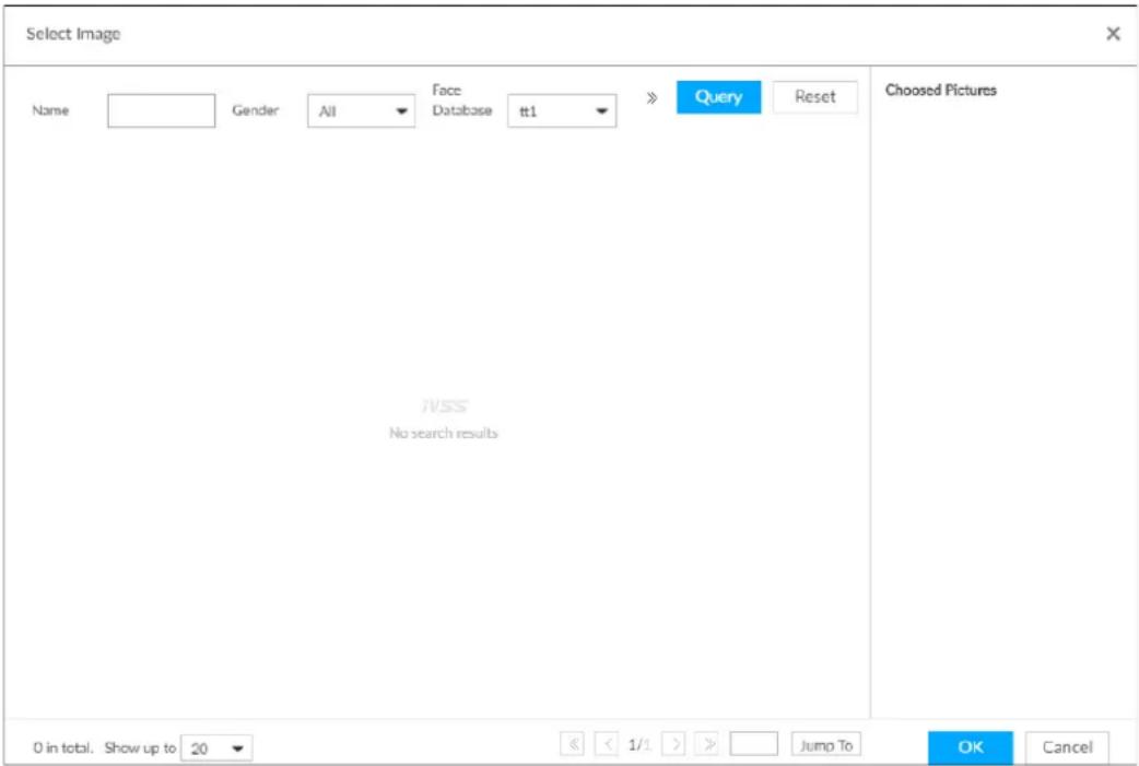 Select Image Name Gender All Face Database tt1 Query Reset No search results 0 in total. Show up to 20 << 1/1 >> Jump To OK Cancel Choose Pictures