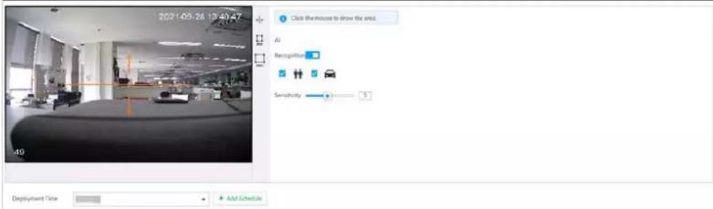 2021-09-28 13:40:47 Click the mouse to draw the area Air Recognition Sensitivity 5 Deployment Time Add Schedule
