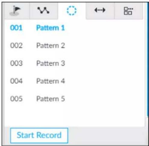 001 Pattern 1 002 Pattern 2 003 Pattern 3 004 Pattern 4 005 Pattern 5 Start Record
